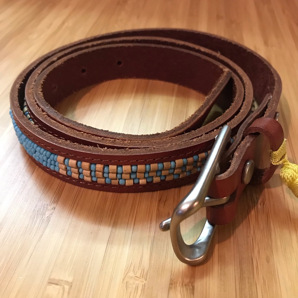 Lucky Brand seed bead belt with tassel